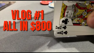 All In with AK Suited in a 4 Ways Pot for $800! Vlog #1 Angry Monkey Poker