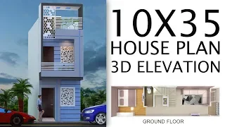 10x35 house plan with 3d elevation by nikshail