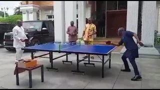 Gov. Wike showing his table tennis skills.