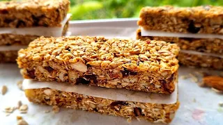 No refined sugar!! HEALTHY & VEGAN OAT BAR WITHOUT OVEN! (PERFECT for BREAKFAST)  High In Iron!!!