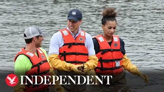 Prince William wades into New York river to lend hand to 'unique' oyster reef project