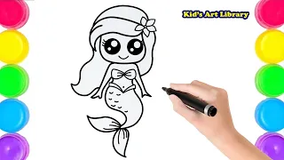 How to Draw Barbie Mermaid Chibi for kids | Girl drawing easy