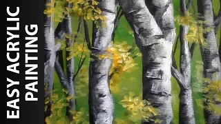 How to Paint a Forest of Birch Trees with Acrylics for Beginners