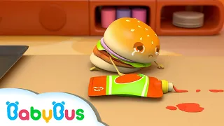 Five Naughty Hamburgers Are Jumping | Angry Panda Chef | Play in Kitchen | BabyBus