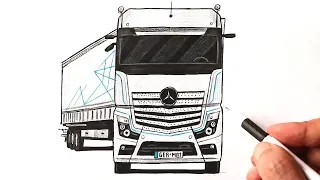 Как нарисовать Грузовик Mercedes-Benz Actros