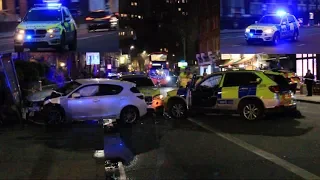 Armed Police chase and stop a car in South London