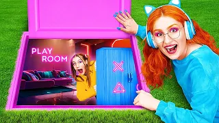 SECRET PLAYROOM UNDERGROUND || Extreme Room Makeover by 123 GO! FOOD