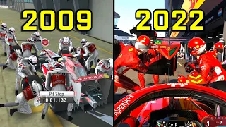 Evolution of Pitstops in Codemasters' F1 Games 2009-2022