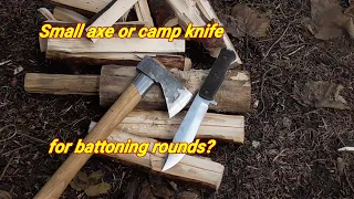 Axe versus camp knife for battoning