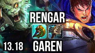 RENGAR vs GAREN (TOP) | 10/1/4, 2.5M mastery, 7 solo kills, Legendary | KR Diamond | 13.18