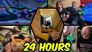 24 HOURS in a PILLOW FORT Challenge!