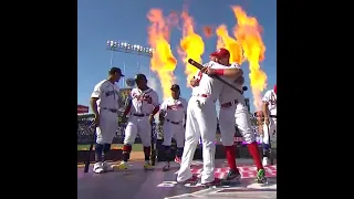 Ronald Acuna Jr. got spooked by the pyrotechnics 😅 | #shorts