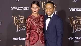 Chrissy Teigen and John Legend "Beauty and the Beast" World Premiere Red Carpet