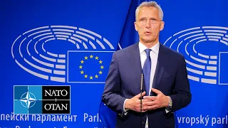 NATO Secretary General with the President of the European Parliament Roberta Metsola, 28 April 2022