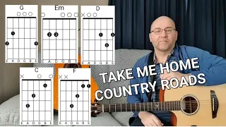 How to play. Take Me Home Country Roads. Easy Guitar lesson 🎤🎸