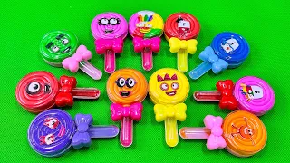 Finding Numberblocks with Rainbow CLAY in Lollipop Candy Coloring! Satisfying ASMR Videos