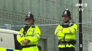 Patrouilles de police à Manchester après l'attentat de lundi
