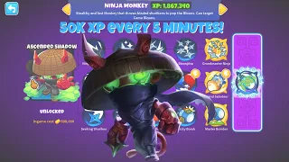 FASTEST Ninja Monkey XP for ASCENDED SHADOW! - BTD 6