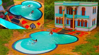 [ Full Video ] Build Two Story Classic Villa House With Dream Water Park In Forest By Ancient Skills