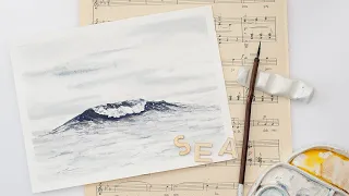 Watercolor seascape - how to paint a wave - step by step tutorial + FREE sketch