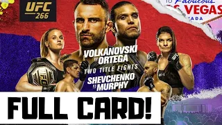 UFC 266 Predictions Volkanovski vs Ortega Full Card Betting Breakdown