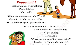 हिन्दी Explanation + NCERT question answers / Puppy and I / Class 3 English / Poem Ncert