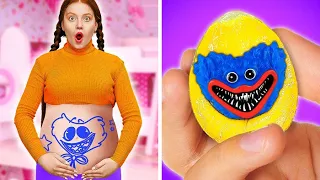 CHICA POBRE ESTÁ EMBARAZADA DE BEBÉ HUGGY WUGGY | Trucos DIY de crianza por 123GO! SCHOOL