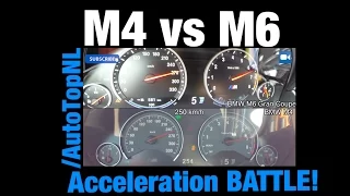 BMW M4 vs BMW M6 Gran Coupe 0-270 km/h LAUNCH CONTROL Acceleration BATTLE!!