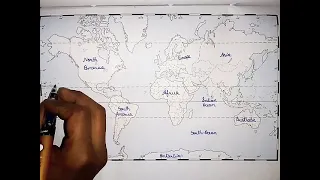 Continents + Oceans + Sea || World Political Map