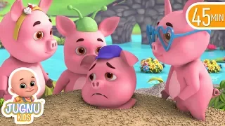 Five Little Piggy on the railway picking up stones | baby songs | Jugnu kids Nursery Rhymes