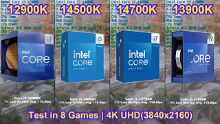 14700K vs 14600K vs 12900K vs 13900K  +RTX  4090 24GB - Test in 8 Games | 4K UHD(3840x2160)