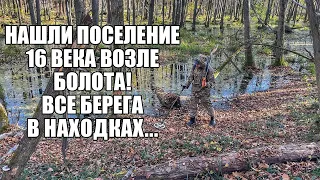 НАШЛИ ПОСЕЛЕНИЕ 16 ВЕКА ВОЗЛЕ БОЛОТА! Поиск золота с металлоискателем / Russian Digger