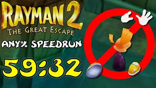 Rayman 2: The Great Escape Any% speedrun former WR in 59:32