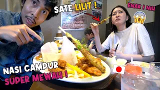 REAKSI ISTRI JEPANG PERTAMA KALI MAKAN NASI CAMPUR ! SATE LILIT !OPOR,TEMPE,GADO-GADO !!