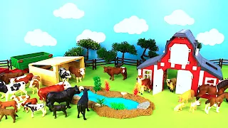 DIY how to make a Farm Diorama with cow shed and Safari Animal Figurines