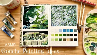 ASMR Painting + Gouache Painting Ideas⎪DIY New Sketchbook 🌿