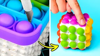 RAINBOW FIDGET TOYS COMPILATION || Satisfying Pop It DIY Crafts And Funny Things To Do