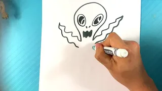 EASY How to Draw ALIEN GHOST - Halloween Drawings