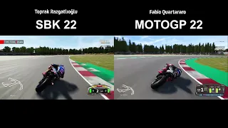 MotoGP 22 VS Sbk 22 | Toprak Razgatlıoğlu VS Fabio Quartararo | Comparison | Misano Dry