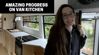 Amazing Progress on Van Kitchen - Neat Features + Layout! (All Mod-Cons) | Diy Van Conversion