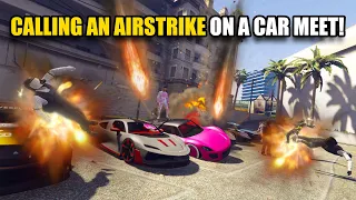 CALLING AN AIRSTRIKE ON A CAR MEET! *THEY GOT SO MAD!* | GTA 5 THUG LIFE #417