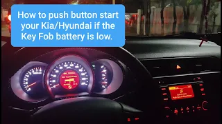 How to push button start your Kia/Hyundai if the Key Fob battery is low.