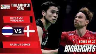 Kunlavut Vitidsarn (THA) vs Rasmus Gemke (DEN) - R32 | Thailand Open 2024