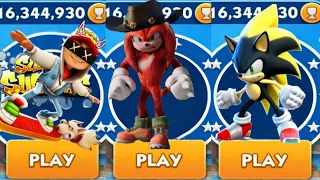 Sonic Dash - Subway Surf VS Hunter Knuckles VS Super Shadow _ Movie Sonic vs All Bosses Zazz Eggman