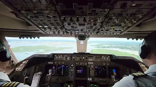 BOEING 747 Beautiful LANDING at Kennedy JFK Airport.  low level helicopter on finel, no factor!