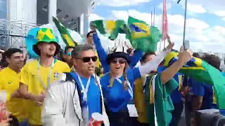 Brazil fans celebrating wins agains costarica in russia 2018