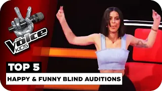 TOP 5 HAPPY & FUNNY BLIND AUDITIONS | The Voice Kids