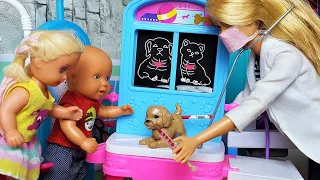 SAVED A PUPPY! KATYA AND MAX ARE A FUN FAMILY. Barbie cartoons with dolls. Videos for children