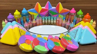 COLORFUL SLIME I Mixing makeup, Clay, and More into Glossy Slime I Relaxing slime videos#part4