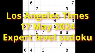 Sudoku solution – Los Angeles Times 17 May 2024 Expert level